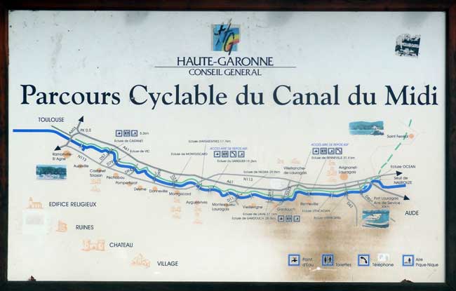 Parcours Cyclabe du canal du Midi